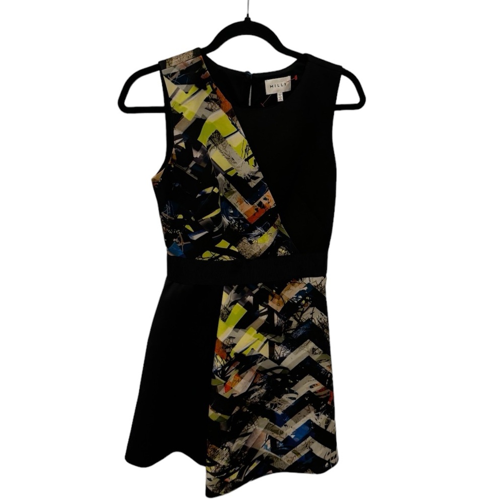 Milly Zig Zag Asymmetrical Print Mini Dress Size 2